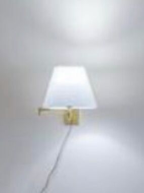 Brass Swing Arm Wall Lamp with White Shade
